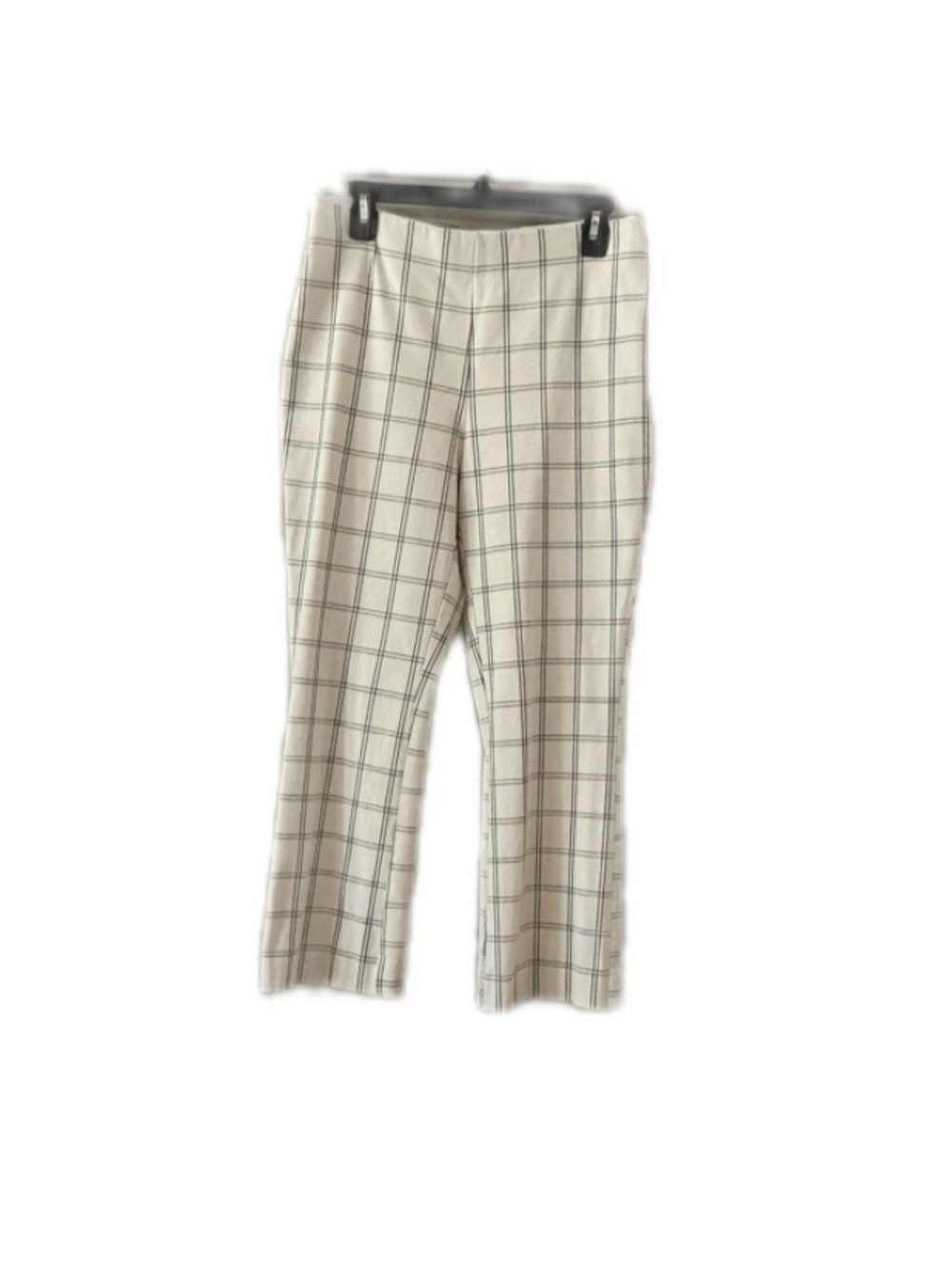 a new day Cream and Black Windowpane Plaid Kick Flare Ankle Pants